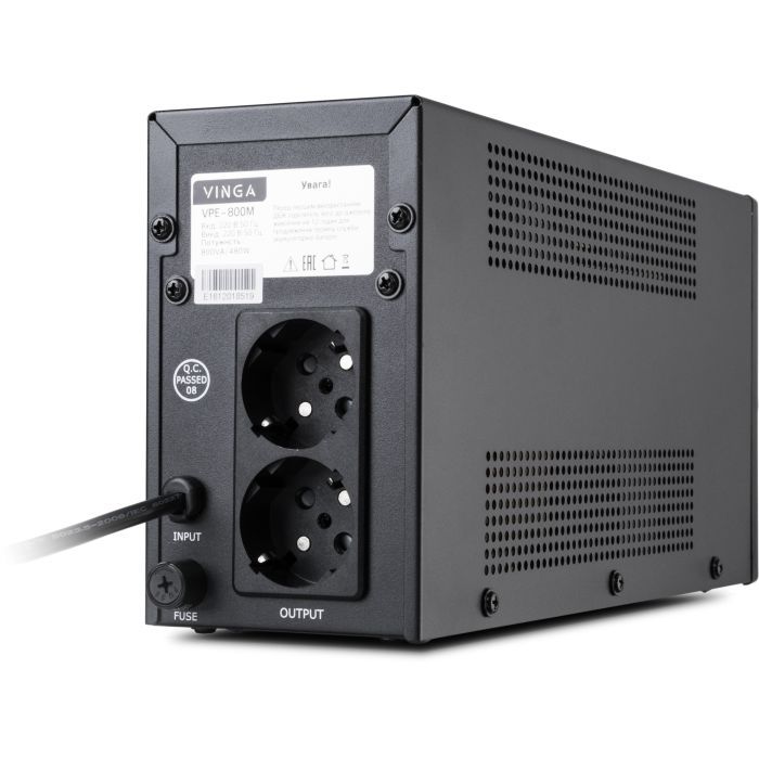 Пристрій безперебійного живлення Vinga LED 800VA metal case (VPE-800M) зображення 4