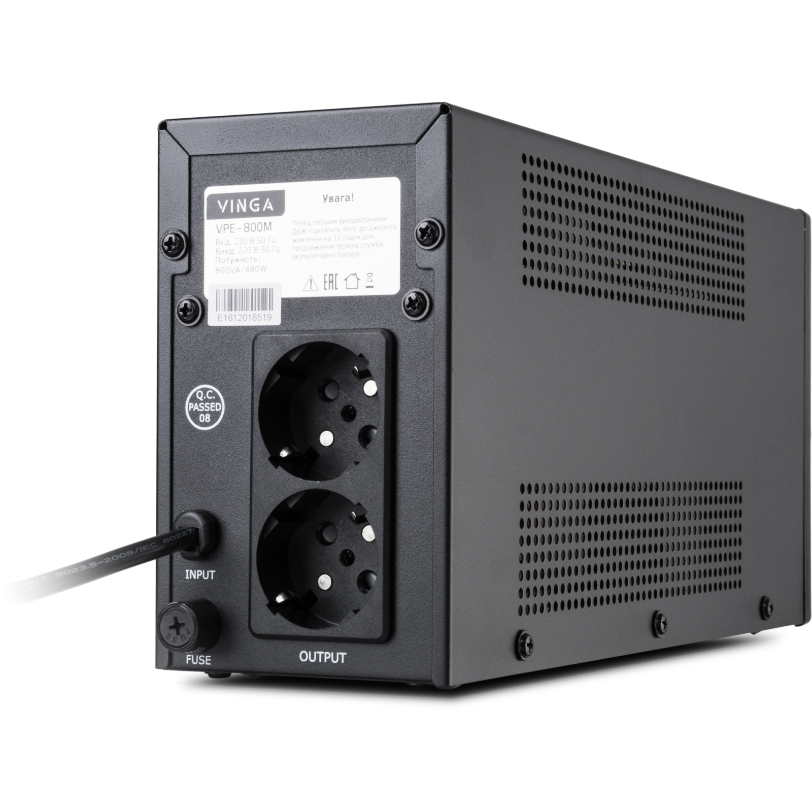 Пристрій безперебійного живлення Vinga LED 1500VA metal case (VPE-1500M) зображення 4