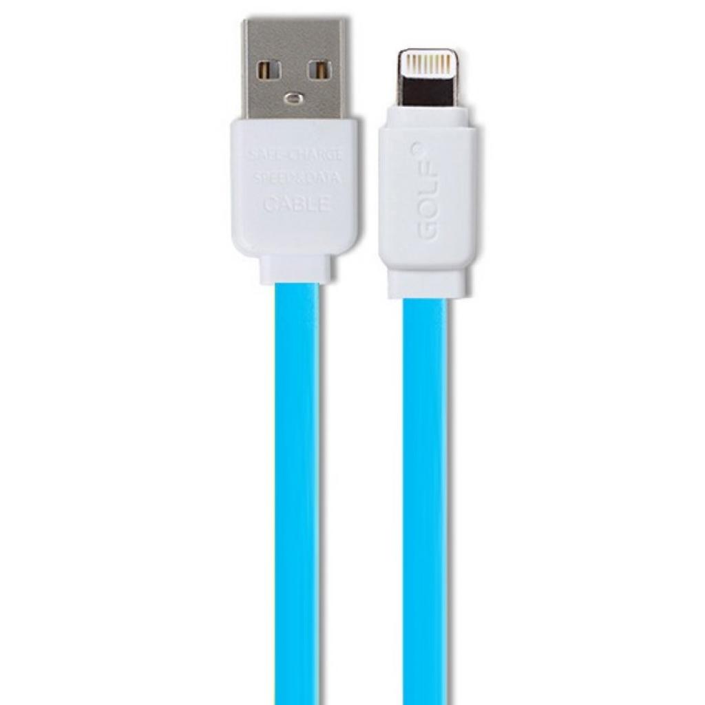 Дата кабель USB 2.0 AM to Lightning 1.0m Flat Blue Golf (46463)