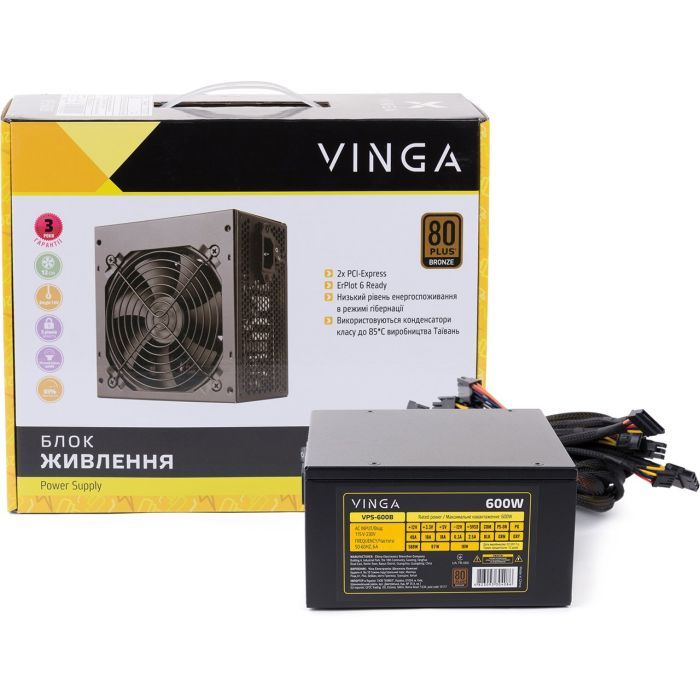 Блок живлення Vinga 600W (VPS-600B) зображення 6