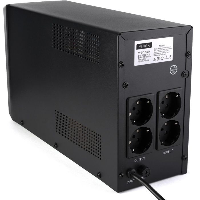 Пристрій безперебійного живлення Vinga LCD 1200VA metal case (VPC-1200M) зображення 10