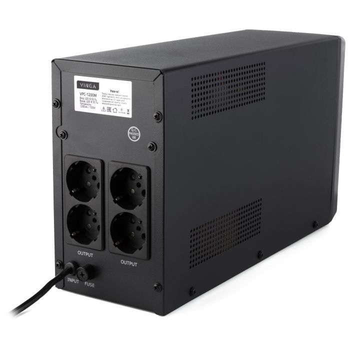Пристрій безперебійного живлення Vinga LCD 1200VA metal case (VPC-1200M) зображення 9