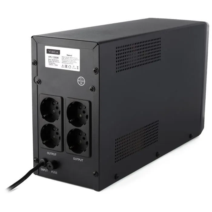Источник бесперебойного питания Vinga LCD 1200VA metal case (VPC-1200M) изображение 9