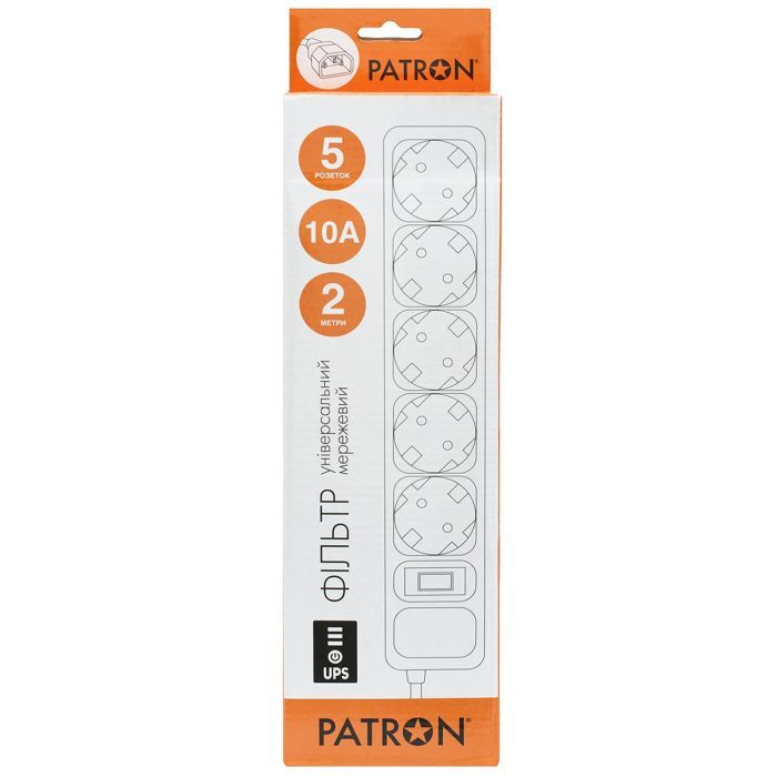 Сетевой фильтр питания Patron 2 m3*1mm2 (SP-1055U) 5 розеток BLACK (EXT-PN-SP-1055U) изображение 2