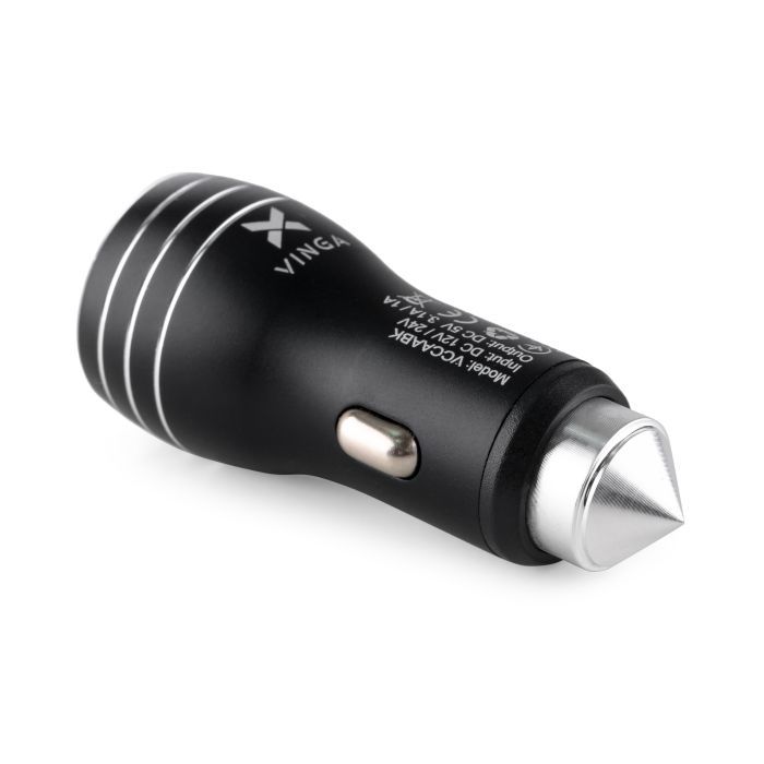 Зарядное устройство Vinga Dual USB Car Charger aluminium 15.5W Max (VCCAABK) изображение 2