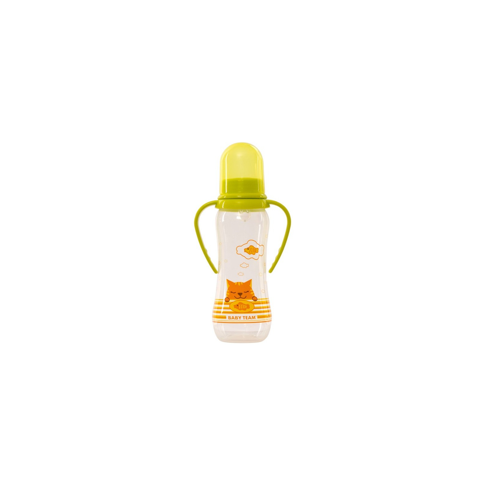 Бутылочка для кормления Baby Team с ручками и силиконовой соской, 250мл 0+ салат (1411_салатовый) изображение 2