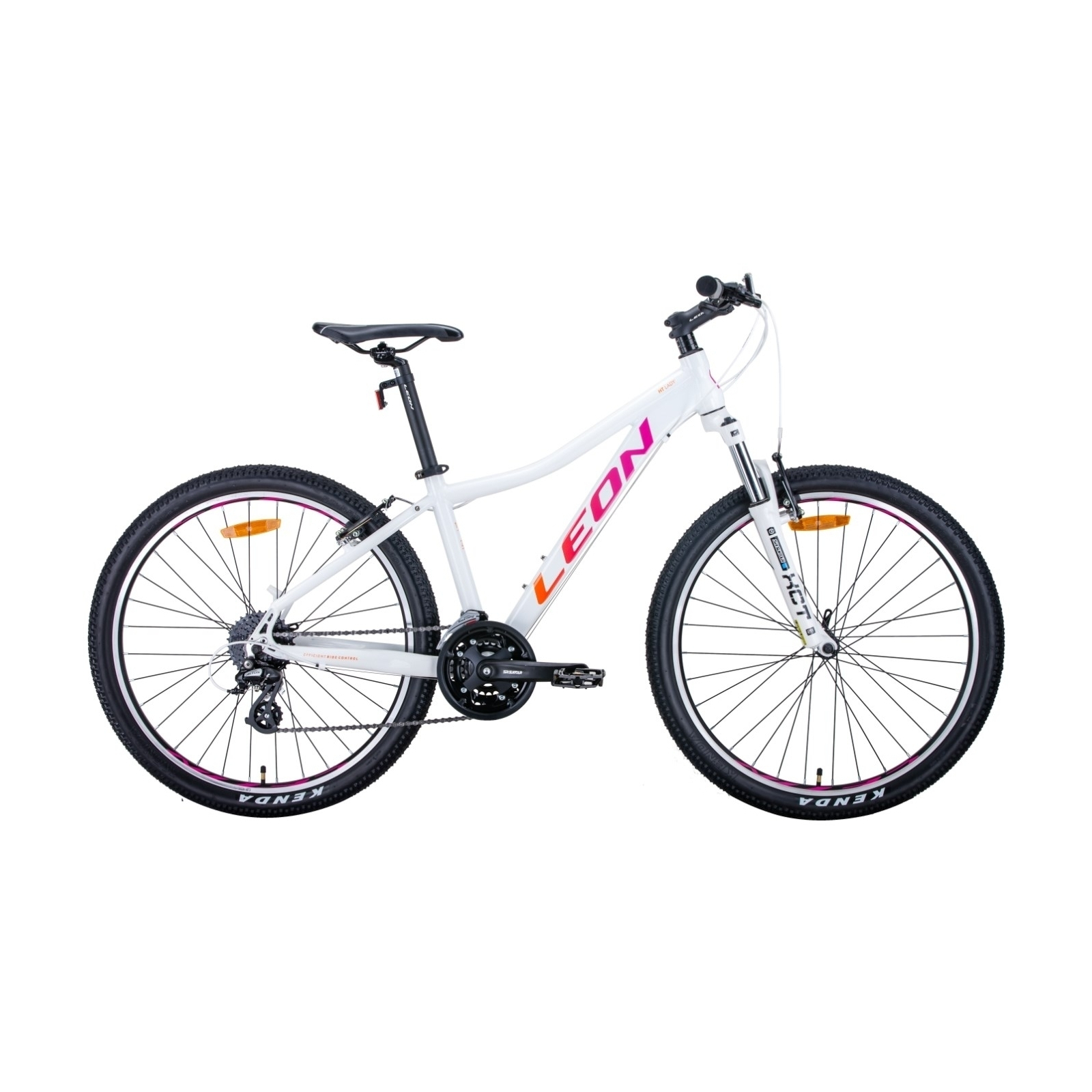 Велосипед Leon 26" HT-LADY AM Vbr рама-17,5" Al 2020 бело-малиновый с оранж (OPS-LN-26-053)