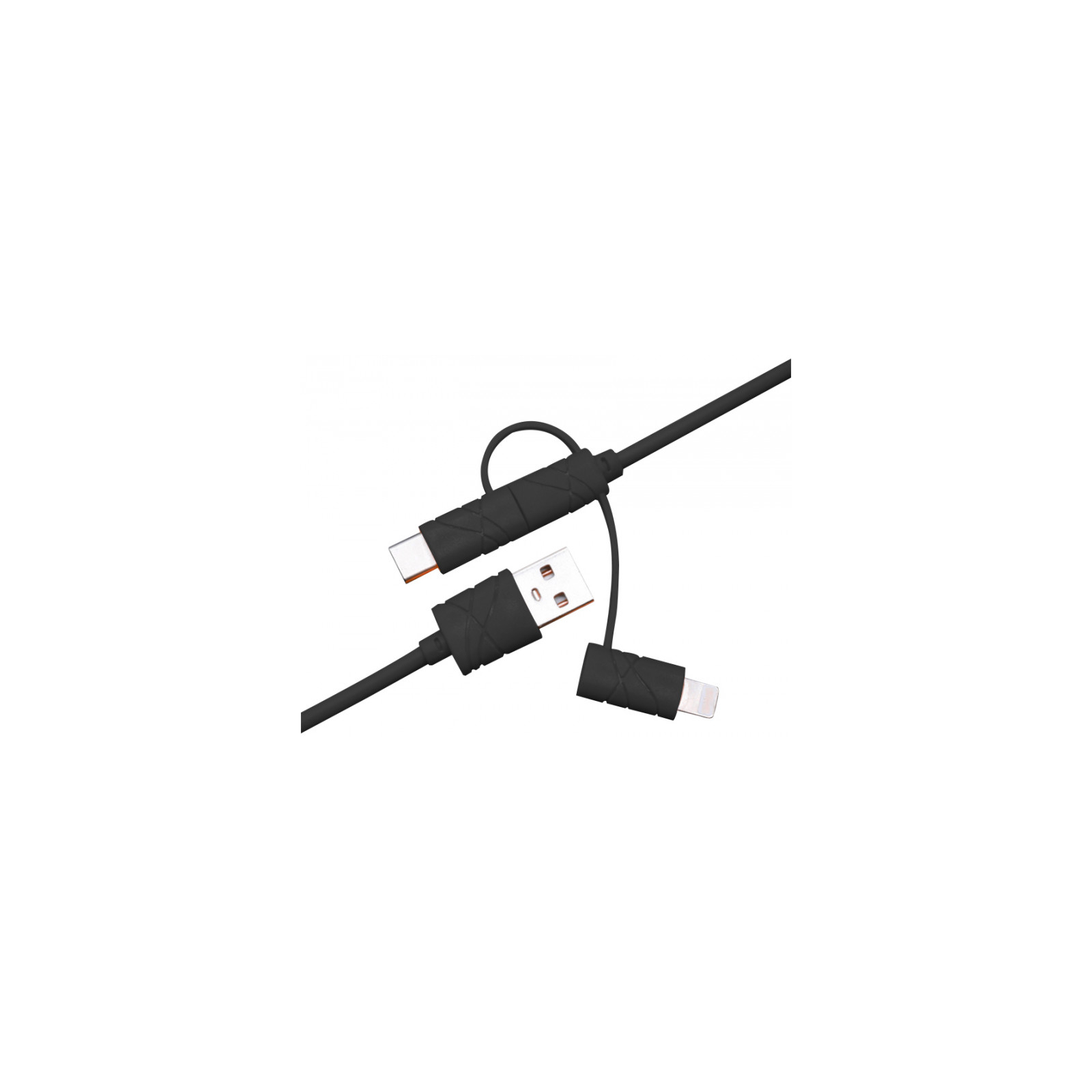 Дата кабель USB 2.0 AM to Lightning + Micro 5P + Type-C 1.2m black XoKo (SC-310-BK)