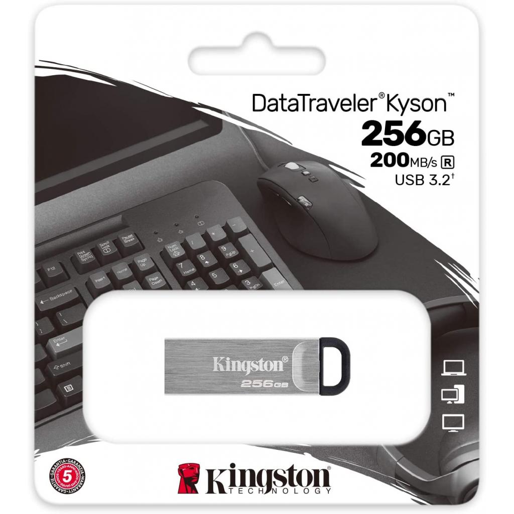 USB флеш накопитель Kingston 256GB DT Kyson Silver/Black USB 3.2 (DTKN/256GB) изображение 4