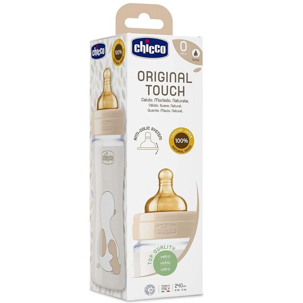 Пляшечка для годування Chicco скляна Original Touch з латекс. соскою 0+ міс. 240 мл Беж (27720.30) зображення 2