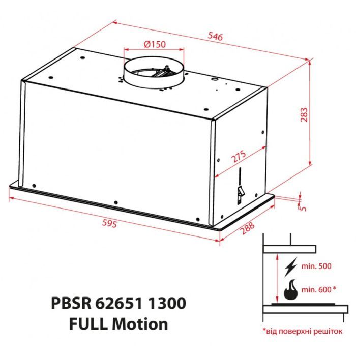 Витяжка кухонна Weilor PBSR 62651 BG 1300 FULL Motion зображення 12