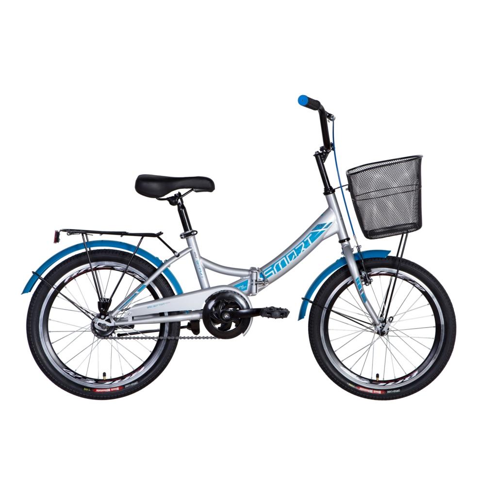 Велосипед Formula 20" SMART рама-13" 2021 багажник+корзина Silver/Blue (OPS-FR-20-062)
