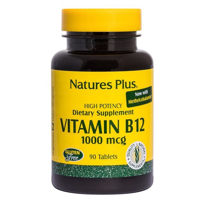 Витамин Natures Plus Витамин B-12 (Метилкобаламин), Nature's Plus, 1000 мкг, 90 Т (NTP1720)