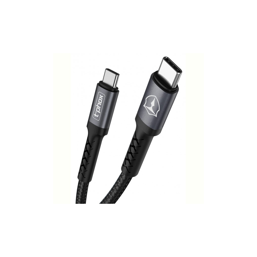Дата кабель USB-C to USB-C 1.0m 3A Black\Gray T-Phox (T-CC833) зображення 2