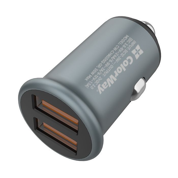 Зарядний пристрій ColorWay 2USB Quick Charge 3.0 (36W) Gray (CW-CHA036Q-GR) зображення 3