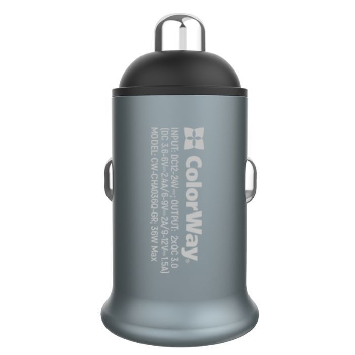 Зарядний пристрій ColorWay 2USB Quick Charge 3.0 (36W) Gray (CW-CHA036Q-GR) зображення 4