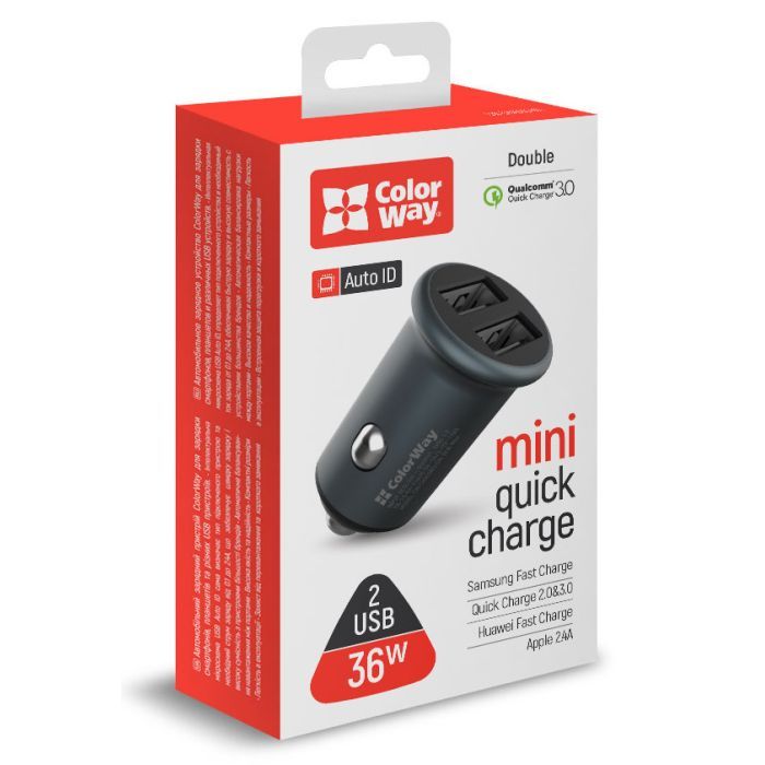 Зарядний пристрій ColorWay 2USB Quick Charge 3.0 (36W) Gray (CW-CHA036Q-GR) зображення 7