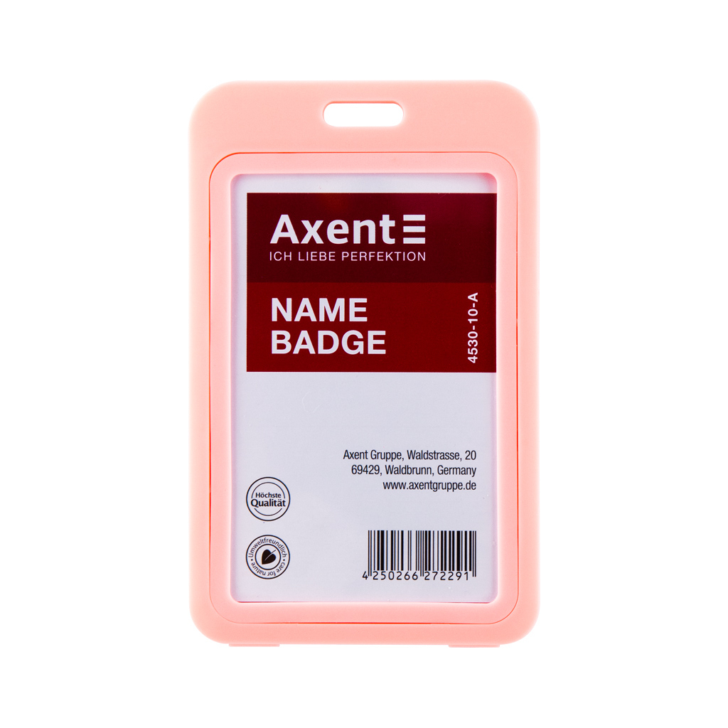 Бейдж Axent вертикальный, PP, 50х85мм, розовый (4530-10-A)