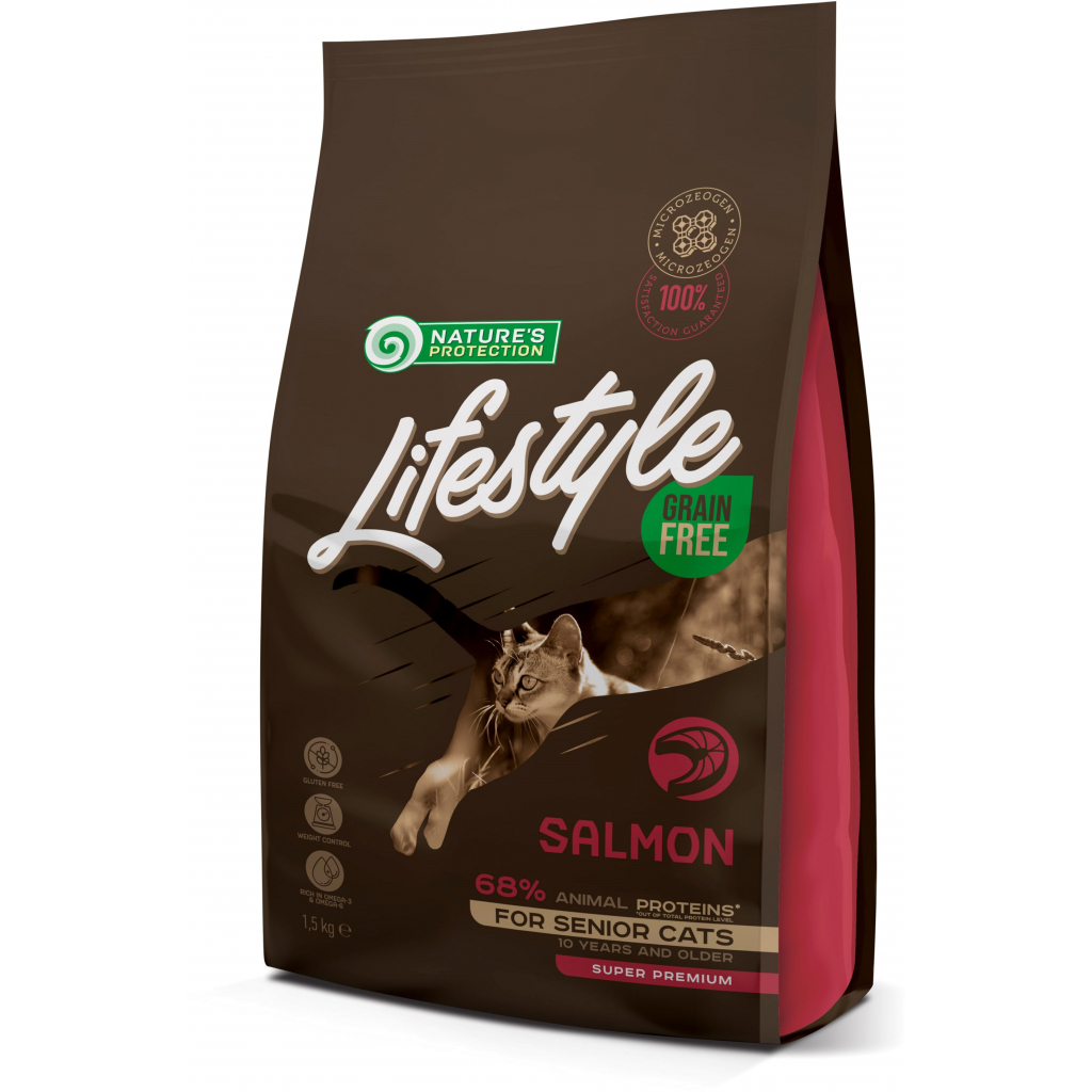 Сухой корм для кошек Nature's Protection Lifestyle Grain Free Salmon Senior Cat 1.5 кг (NPLS45956)