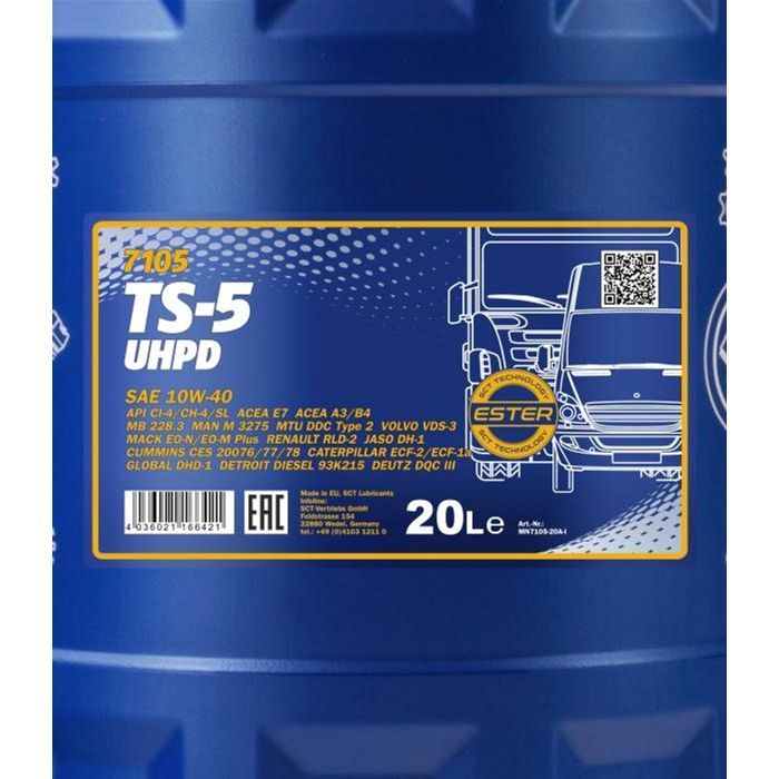 Моторное масло Mannol TS-5 UHPD 10л10W-40 (MN7105-10) изображение 2