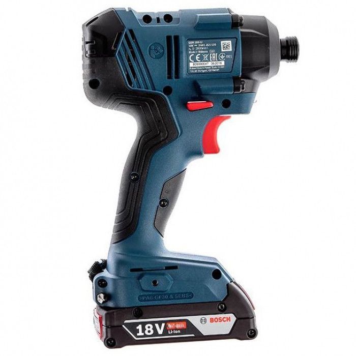 Гайковерт Bosch ударный GDR 180-Li, 2х18 В, 160 Нм, 1/4", 1.1кг, кейс (0.601.9G5.123) изображение 2