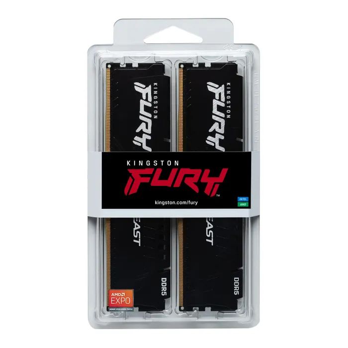 Модуль памяти для компьютера DDR5 16GB (2x8GB) 5200 MHz Beast Black Kingston Fury (ex.HyperX) (KF552C36BBEK2-16) изображение 5