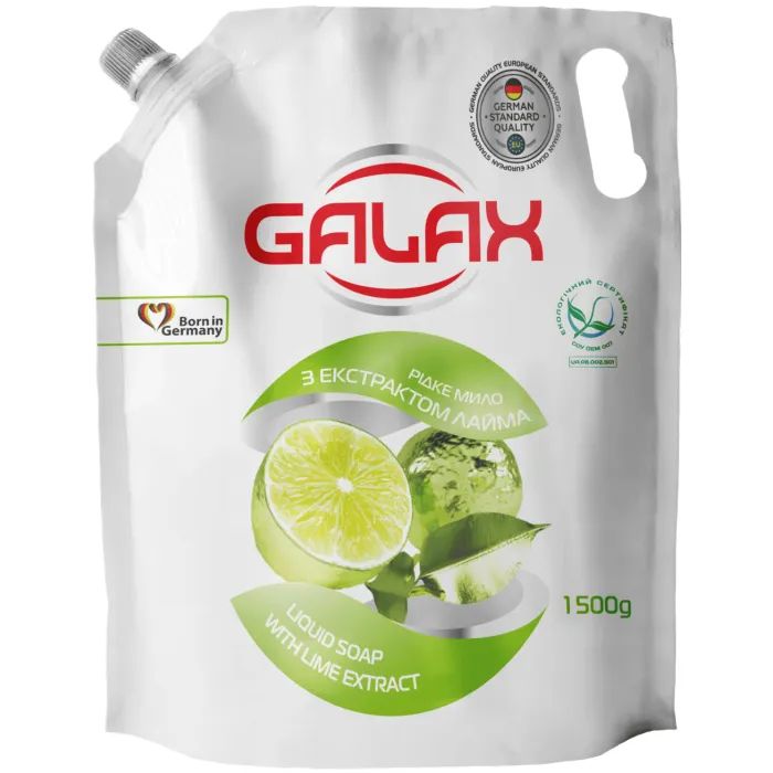 Жидкое мыло Galax С экстрактом лайма Дой-пак 1500 г (4823128000907)