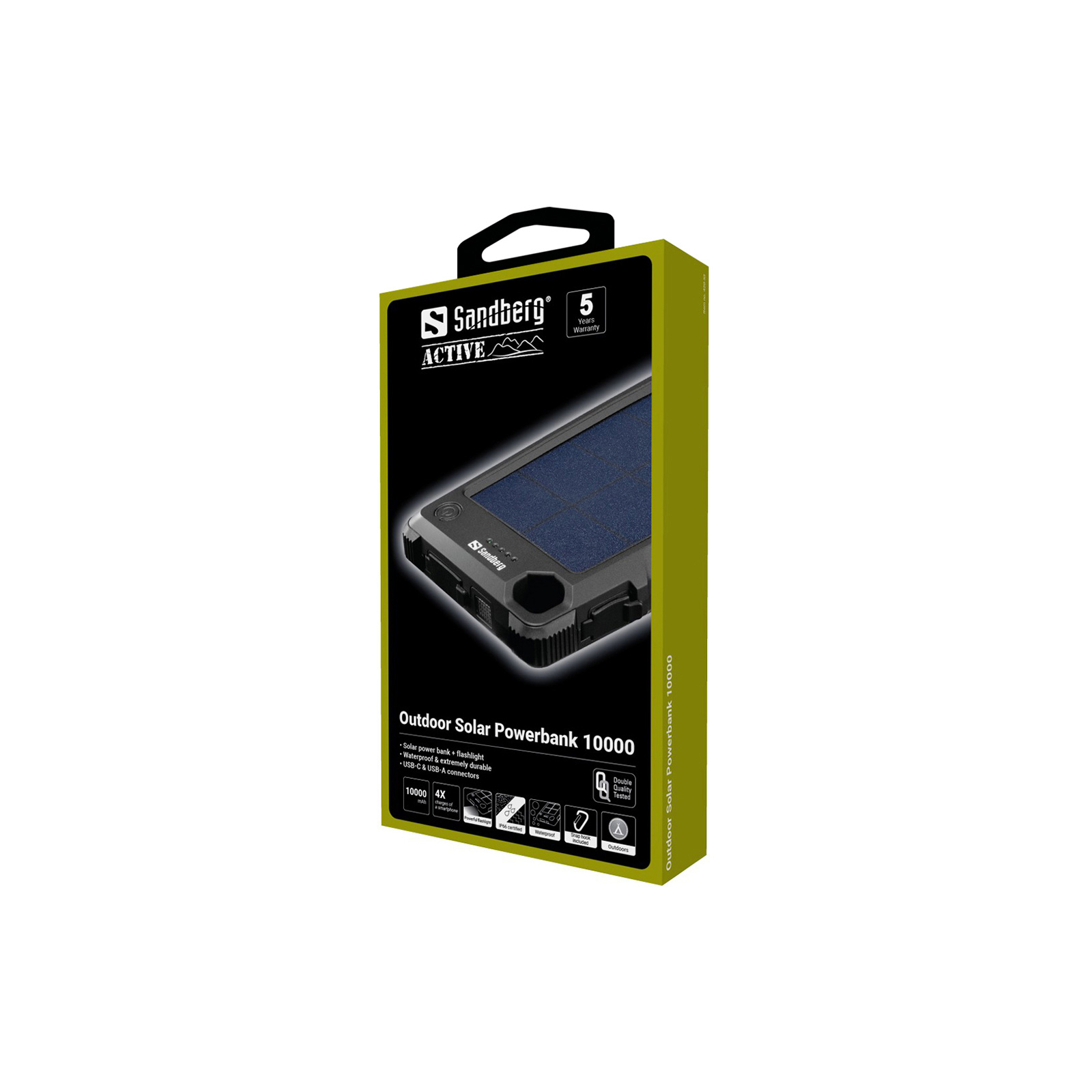 Батарея універсальна Sandberg 10000mAh, Outdoor IP66, Solar Panel 5V/300mA, USB-C, Micro-USB, USB-A, 5V/3A Max (420-53) зображення 3