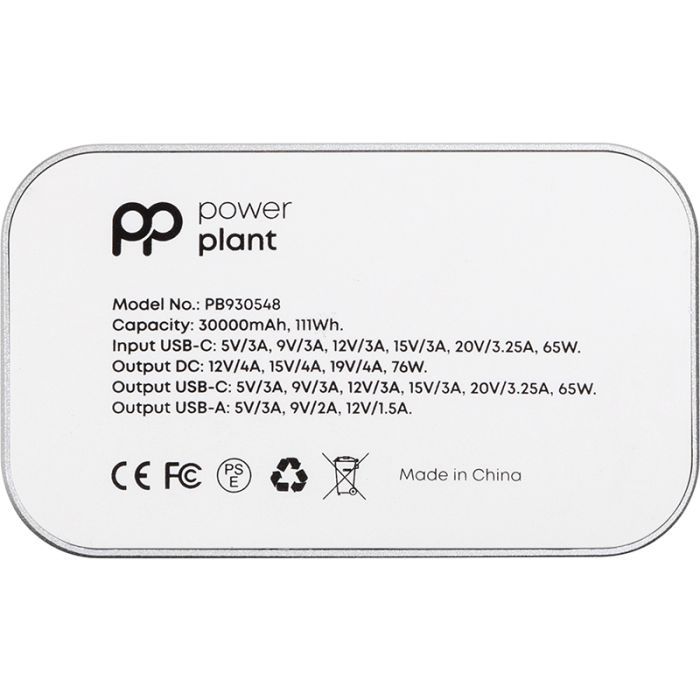 Батарея універсальна PowerPlant 30000mAh, PD/76W, QC/3.0, DC 12-19V, USB-C(65W Max), USB-A (PB930548) зображення 3