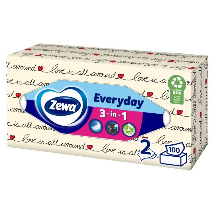 Салфетки косметические Zewa Everyday 100 шт. (7322540043464) изображение 2