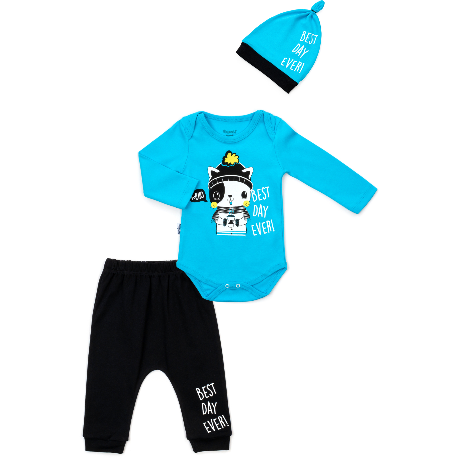 Набір дитячого одягу Miniworld з котиком (14710-68B-blue)