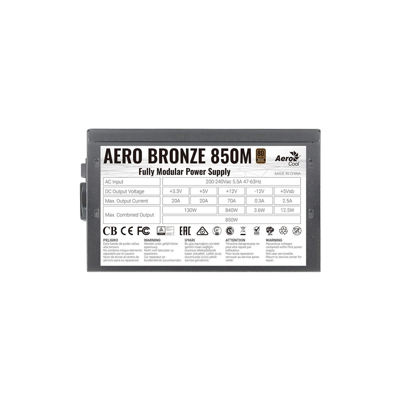 Блок питания AeroCool 850W Aero Bronze (ACPB-AR85AEC.1M) изображение 6