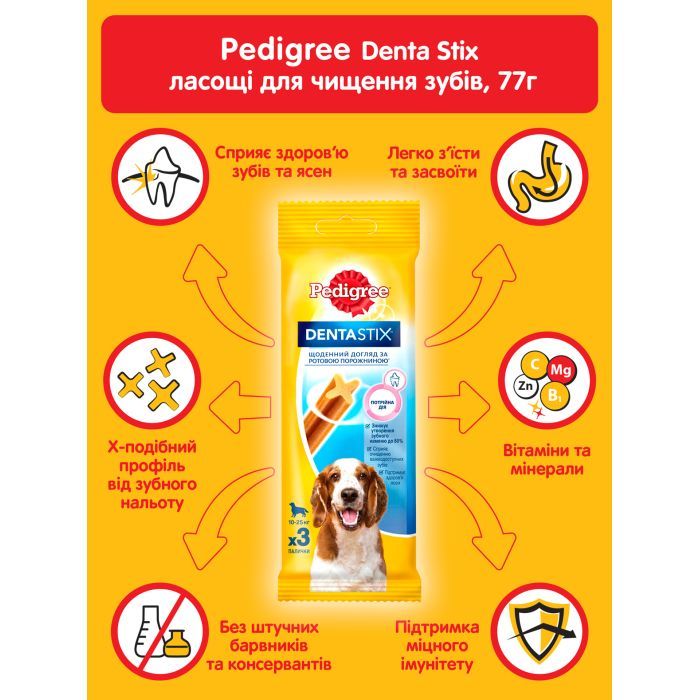 Лакомство для собак Pedigree Denta Stix для чистки зубов 77 г (5998749141496) изображение 5