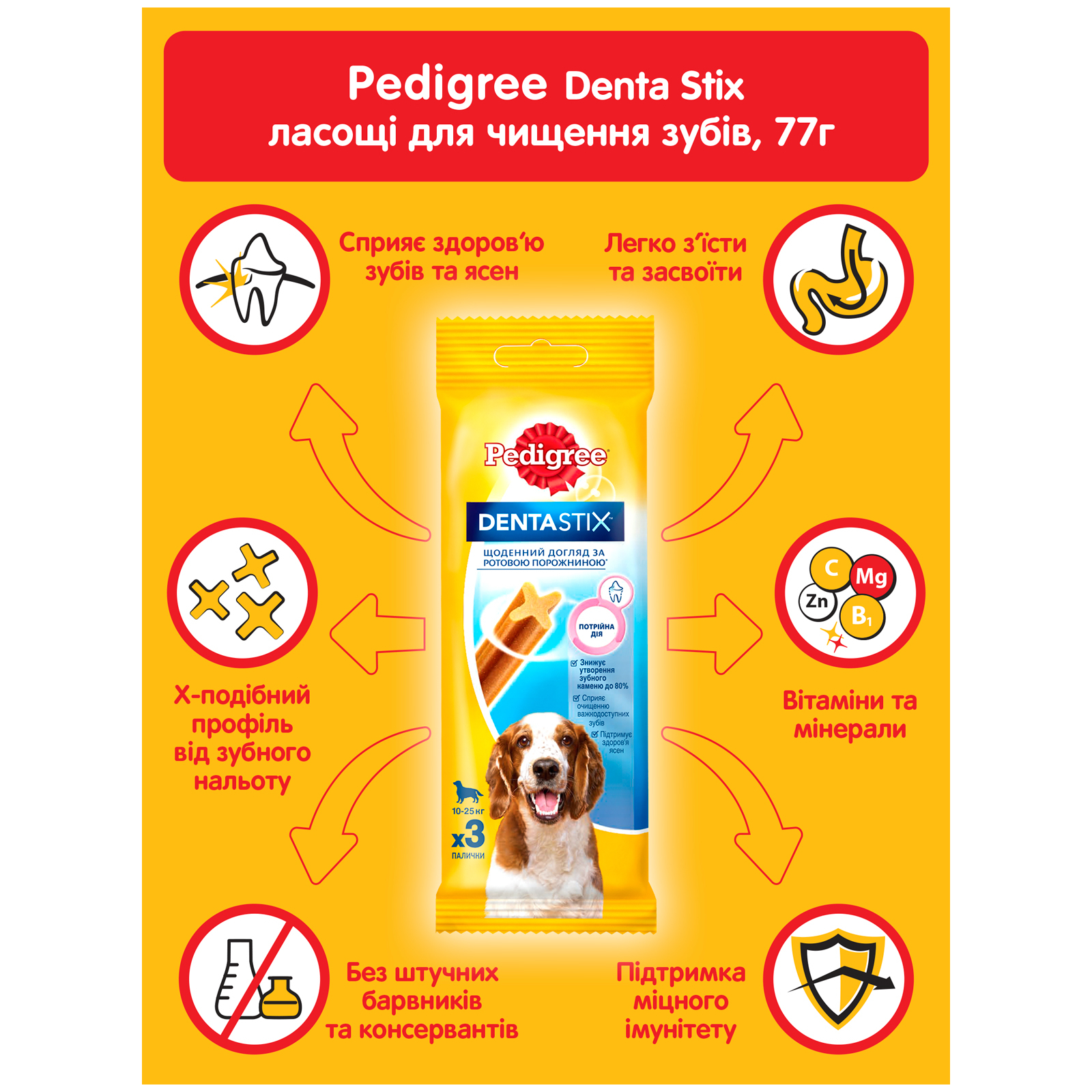 Лакомство для собак Pedigree Denta Stix для чистки зубов 77 г (5998749104392/5998749141496) изображение 5
