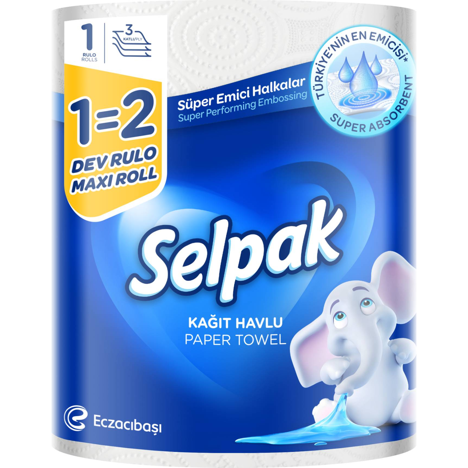 Бумажные полотенца Selpak 1=2 Maxi Roll 3 слоя (8690530036499)