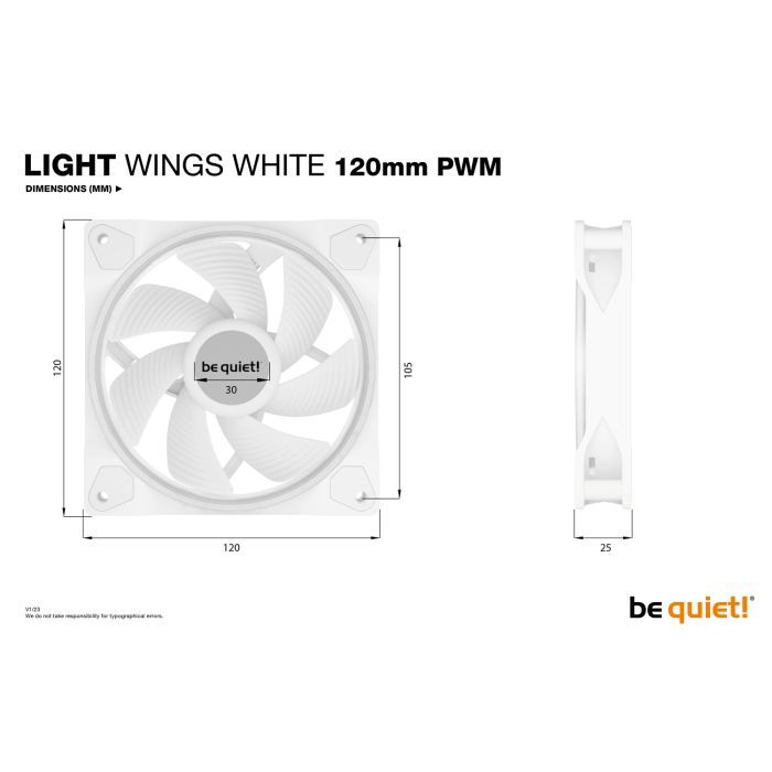 Кулер до корпусу Be quiet! Light Wings White 120mm PWM (BL100) зображення 5