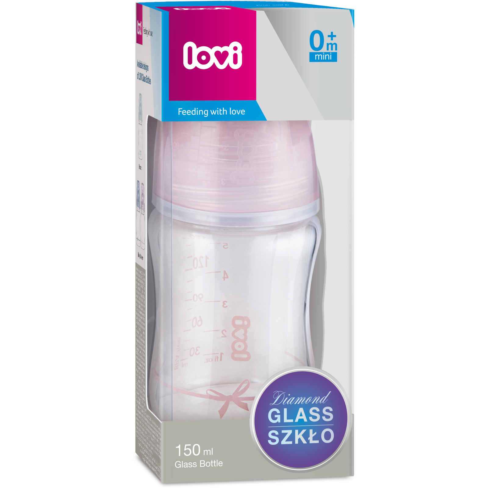 Бутылочка для кормления Lovi Diamond Glass Baby Shower стеклянная 250 мл Розовая (74/204girl) изображение 3