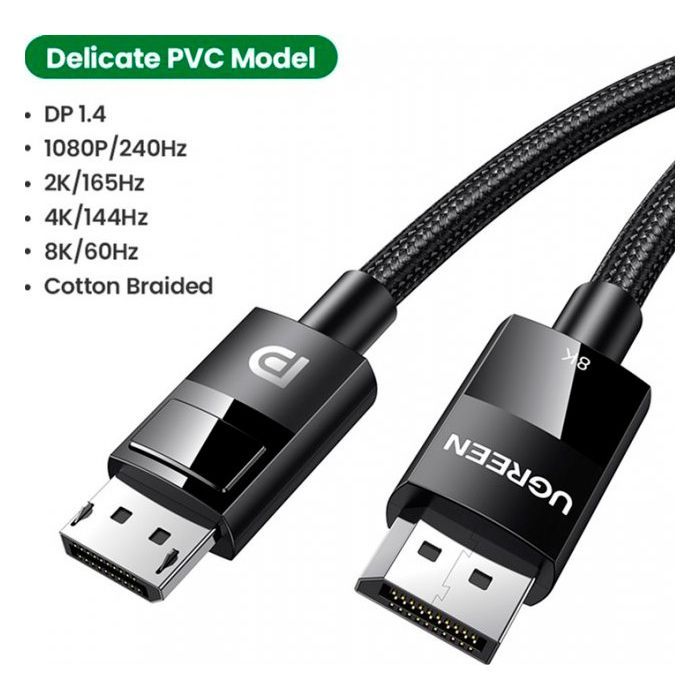 Кабель мультимедийный DisplayPort M to DisplayPort M 3.0m V1.4 Ugreen (80393) изображение 3