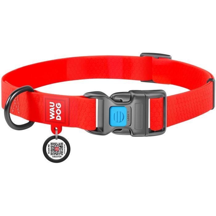 Ошейник для животных WAUDOG Waterproof с QR паспортом Ш 20 мм Д 28-40 см голубой (27452)