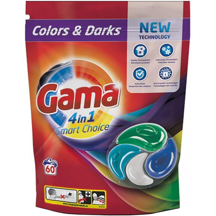 Капсулы для стирки Gama Color & Darks 4 в 1 для цветного и темного белья 60 шт. (8435495831310/8435495836759)
