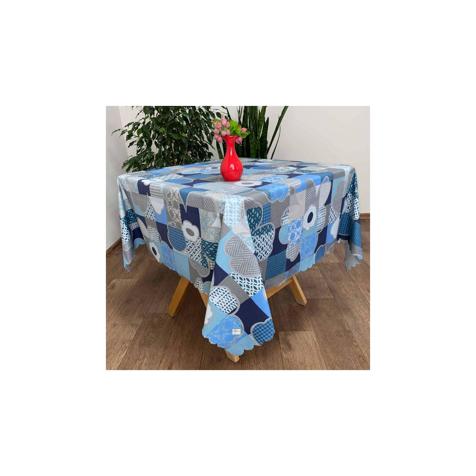 Скатерть Прованс водоотталкивающая Simfoni Синие цветы 220х140 см (4823093413108)