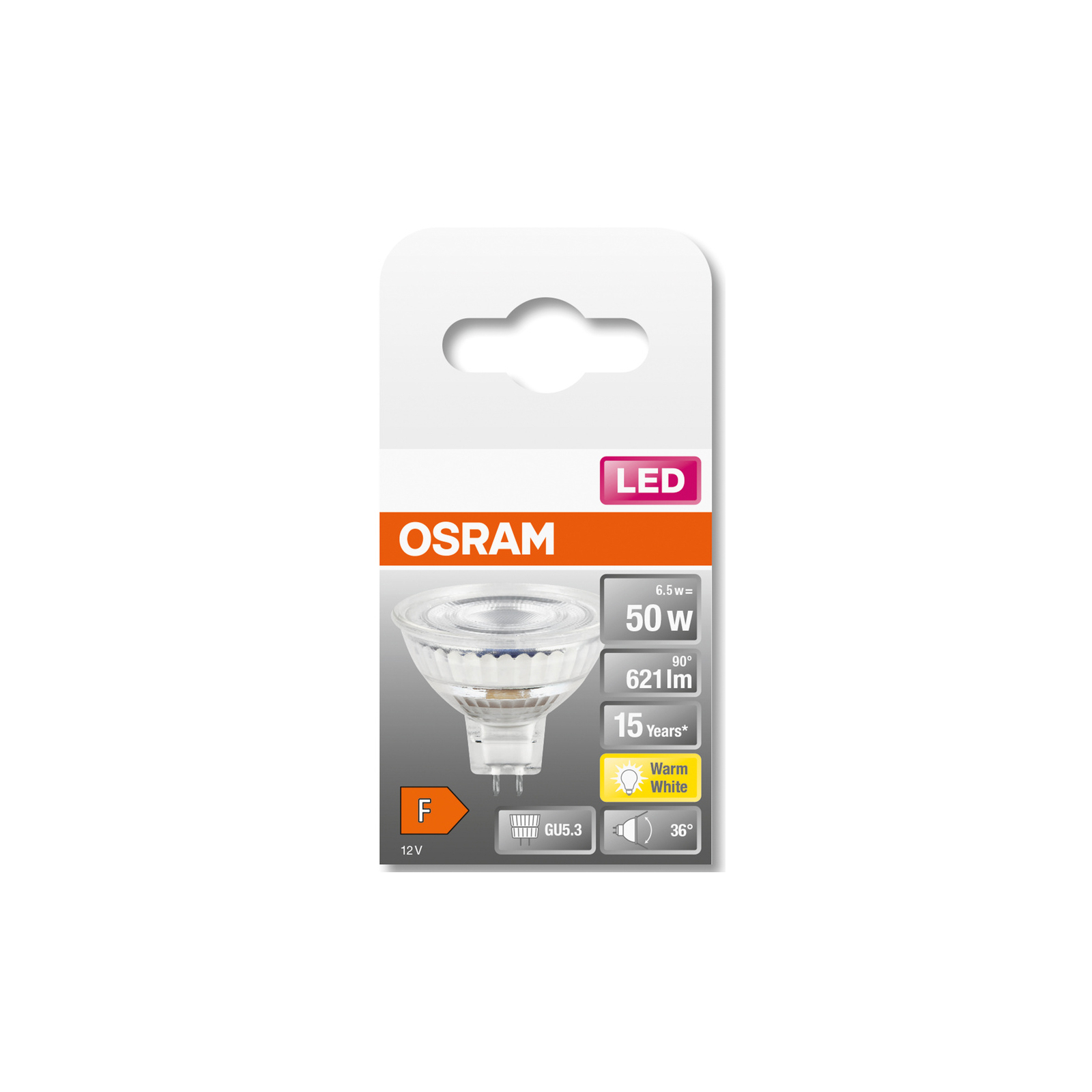 Лампочка Osram LED MR16 50 36 8W/827 12V GU5.3 (4058075433762) изображение 3