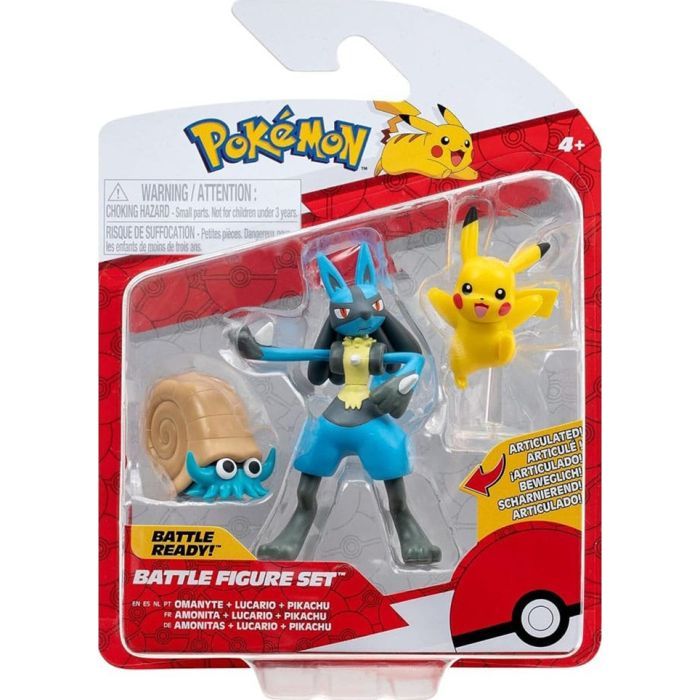 Фігурка Pokemon набір W17 - Оманайт, Пікачу, Лукаріо (PKW3054)