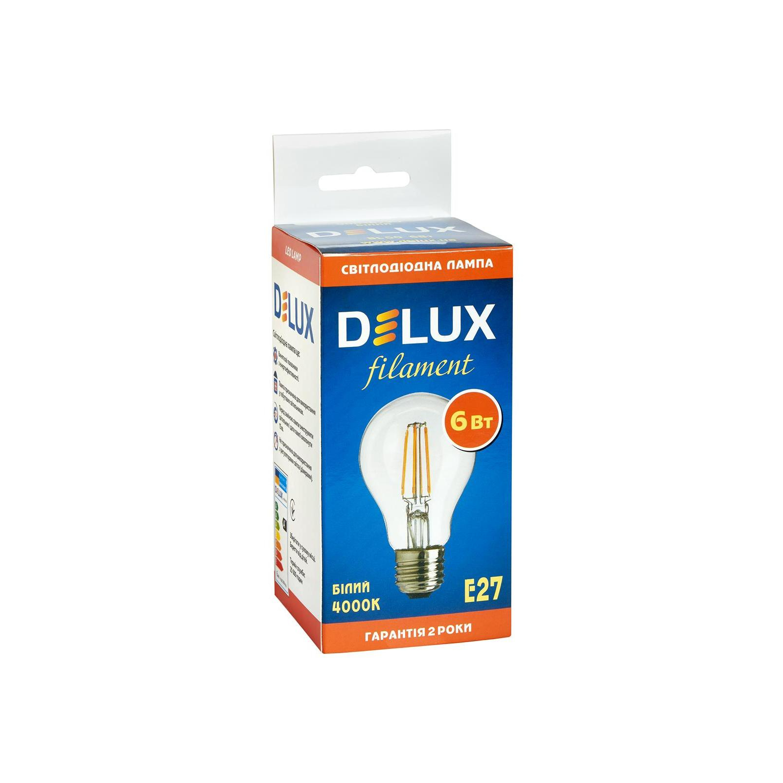 Лампочка Delux BL60 6Вт 4000K 220В E27 filament (90016730) зображення 2
