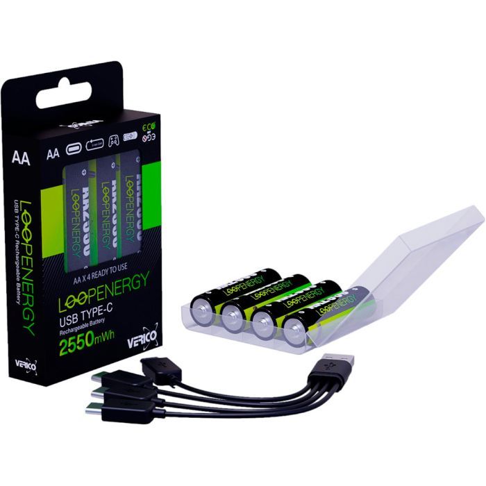 Акумулятор Verico AA USB Type-C 1700mAh 1.5V Li-ion * 4 (LoopEnergy) (1UDBT-A1WEAC-NN) зображення 3