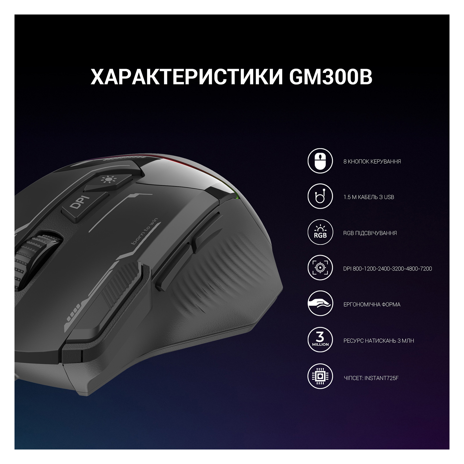Мишка GamePro GM300B USB Black (GM300B) зображення 6