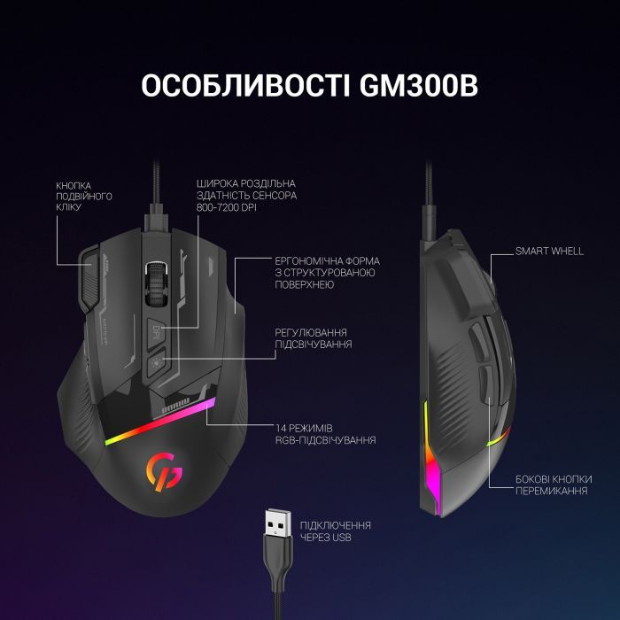Мишка GamePro GM300R USB Red/Black (GM300R) зображення 9