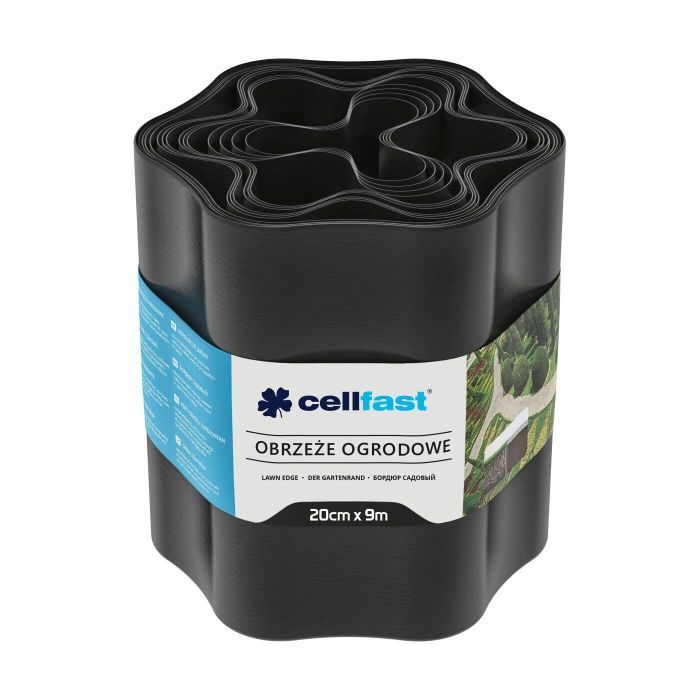 Садовое ограждение Cellfast лента газонная, бордюрная, волнистая, 20смх9м, графит (30-053)