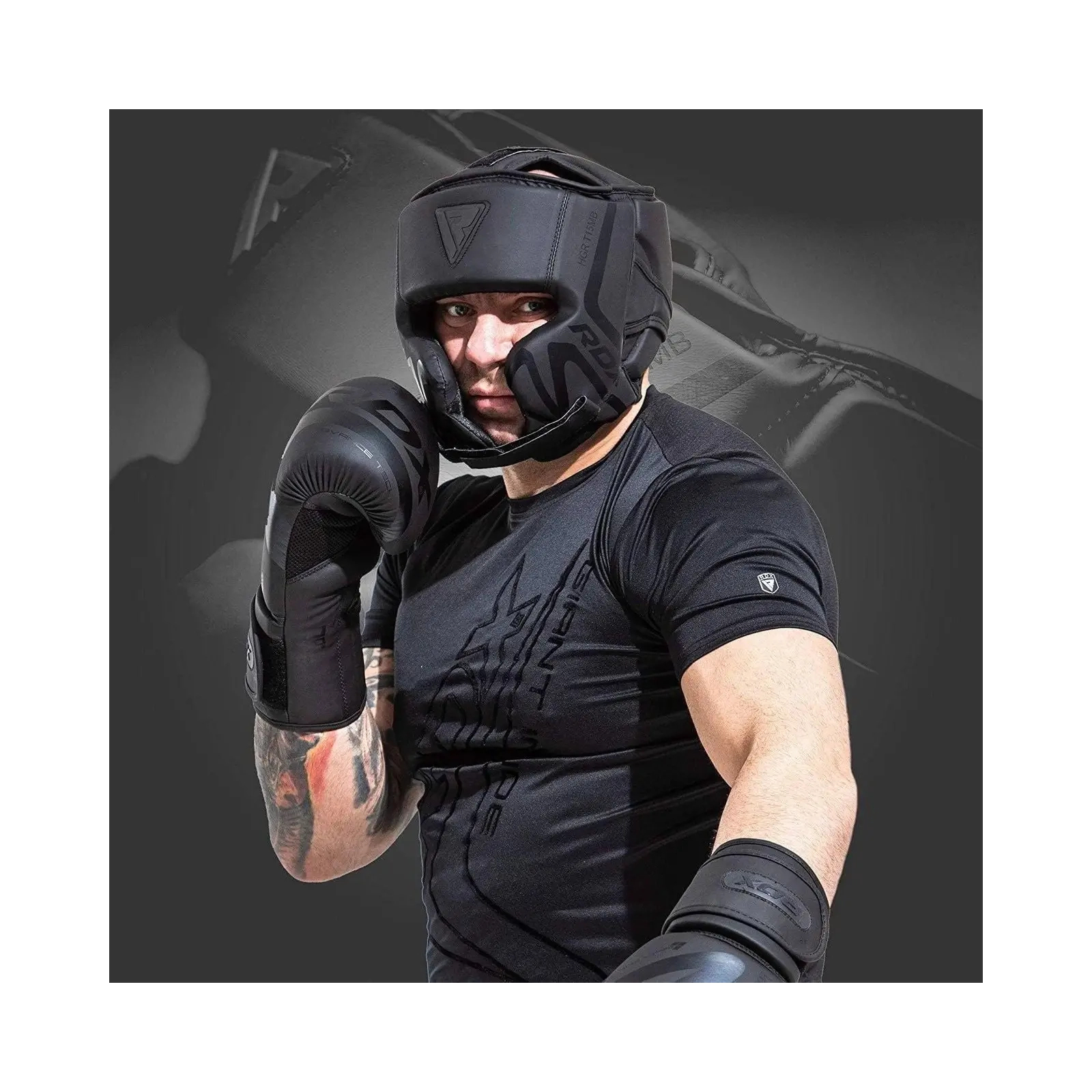 Боксерский шлем RDX T15 Noir Cheek Protector Matte Black M (HGR-T15MB-M) изображение 6