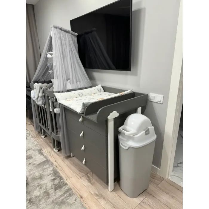 Кроватка Ingvart трансформер Nika 70 Slim с опускной боковинкой (70х94, 70х120) бело-натуральная (872900111017) изображение 2